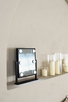 Hollywood Spiegel Zwart Klein LED 6 Bulbs