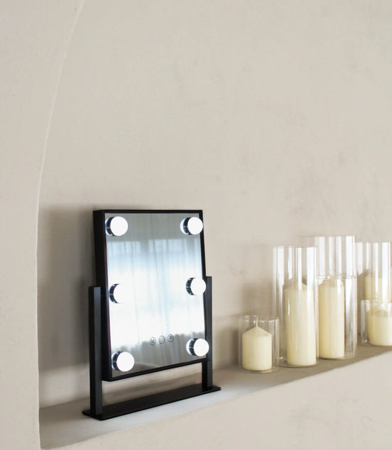 Hollywood Spiegel Zwart Klein LED 6 Bulbs